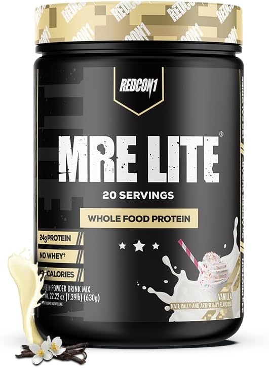 REDCON1 MRE Lite Whole Food Protein Powder, Vanille - Low Carb & Whey Free Meal Ersatz mit Animal Protein Blends - Einfach zu digest Ergänzung mit MCT Öle hergestellt (20 Portionen)
