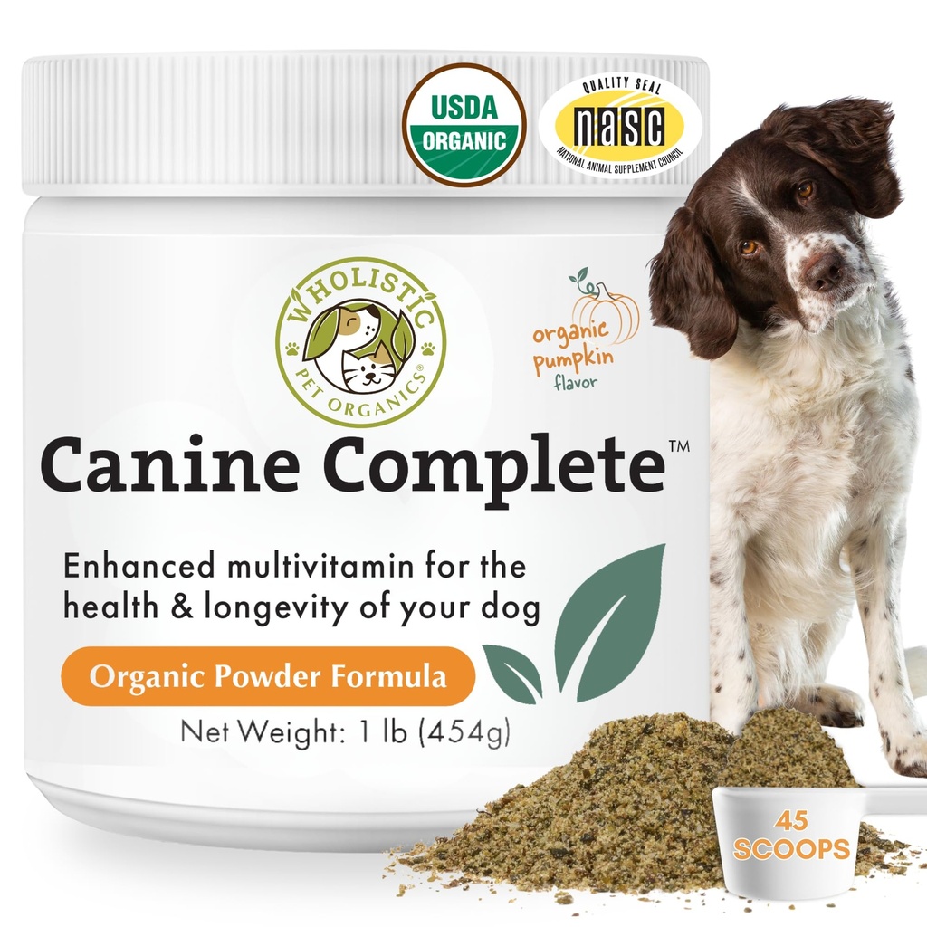 Wholistic Pet Organics Canine Complete - Dog Multivitamin Powder - 1 Lb - Tägliche Hunde-Vitamine und Ergänzungen für hausgemachte Lebensmittel - Immunsystem, Haut, Fleisch & Gesamtgesundheit - Kleine und große Zucht