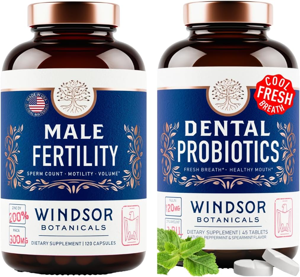 WINDSOR BOTANICALS Male Fertility Supplement und Oral Probiotics for Fresh Breath - Mens Health Bundle