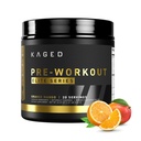 Poudre de pré-entraînement Kaged pour hommes et femmes, haute stimulation pour l'énergie, Focus, pompes, L-Citrulline, Beta Alanine, Créatine et 388mg de caféine biologique, mangue orange