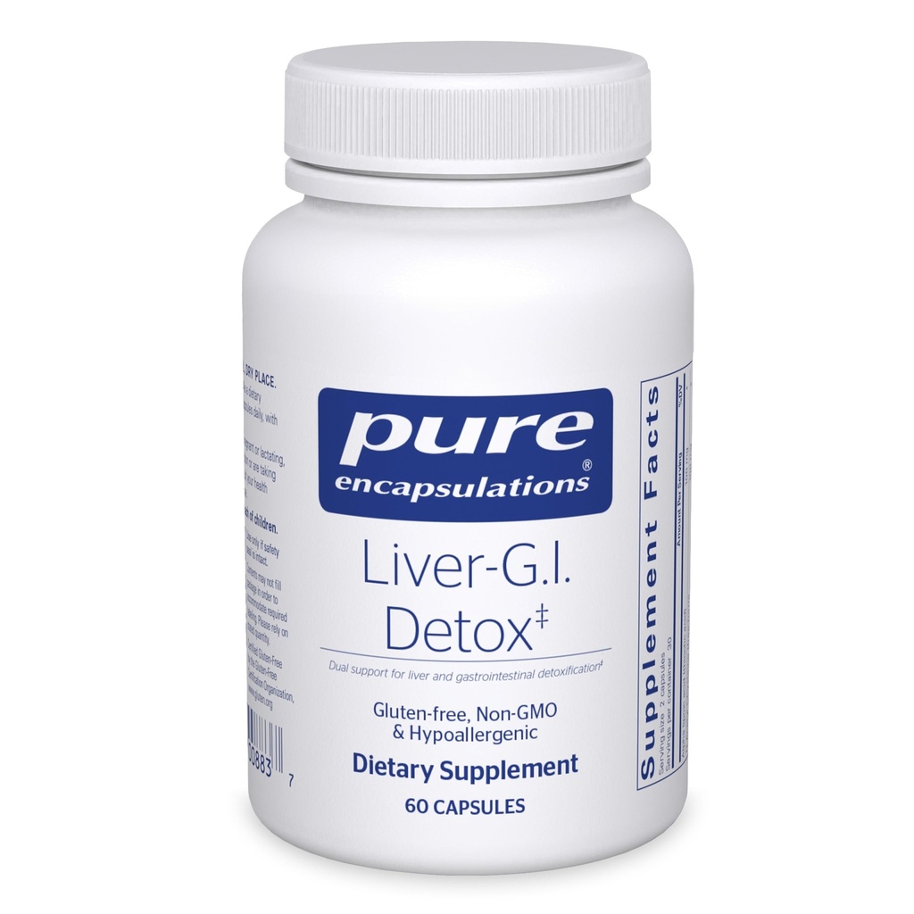 Encapsulations pures Détox du foie - Nettoyeur du foie et détox GI* - avec acide lipoïque alpha et extrait de Curcumine - Sans gluten et sans OGM - 60 capsules