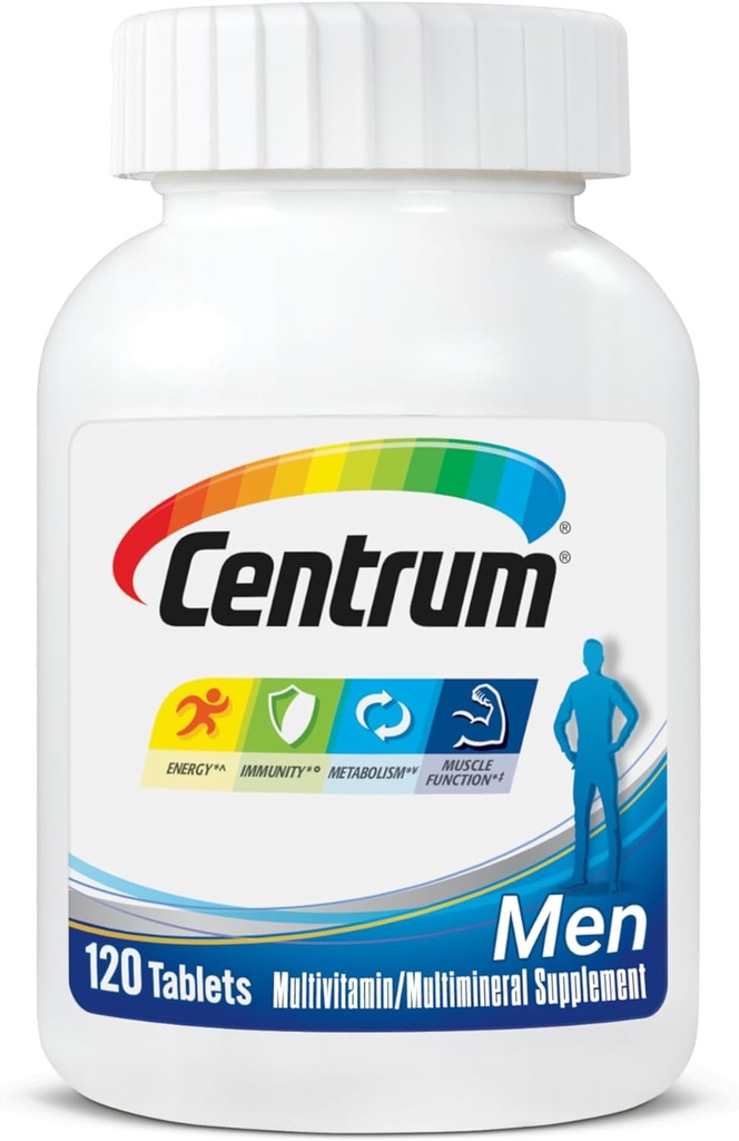 Centrum Multivitamin für Männer, Multivitamin/Multimineral Supplement mit Vitamin D3, B Vitamine und Antioxidantien, Glutenfrei, Non-GMO Zutaten - 120 Zähler