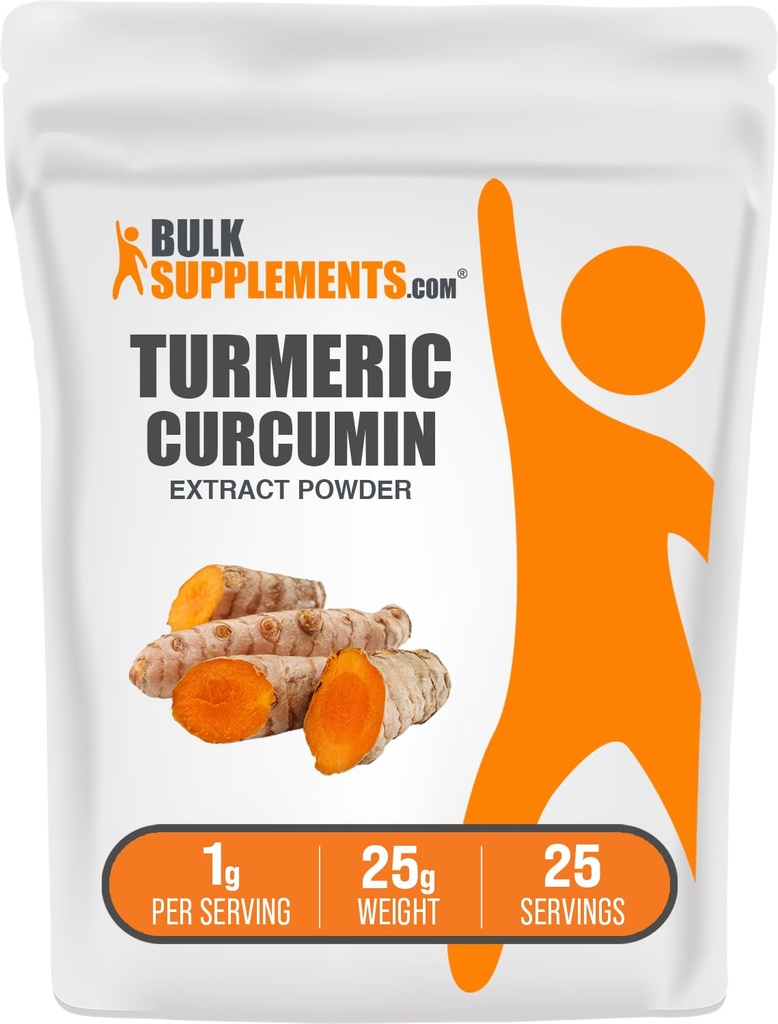 BulkSupplements.com Kurkuma-Extrakt-Pulver - aus Kurkuma-Root, Curcumin-Ergänzungen, Kurkuma-Pulver - Glutenfrei, 1g pro Servierung, 25g (0.88 oz) (Pack von 1)