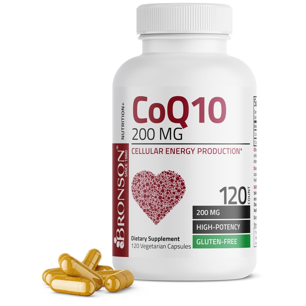 Bronson CoQ10 200 MG High Potency Cellular Energy Production, 120 Vegetarische Kapseln