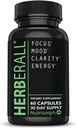 HERBERALL Nootropic – Supplément de soutien au cerveau et au focus avec CoQ10, glutathion, thé vert, acide alpha lipoïque, feuille d'olive et poivre noir – 120 capsules végétaliennes