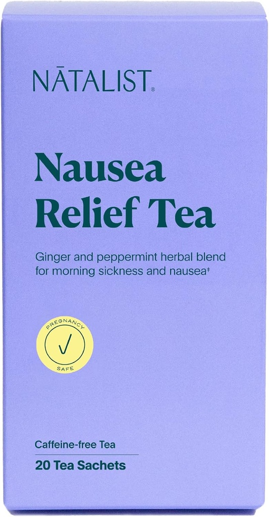 NATALIST Nausea Relief Tee Ease Pregnancy Morning Sickness Calming Plant-Based Comfort Blend for Women - Digestive Soothing Organic Ginger & Peppermint - Vegan, Glutenfrei, Koffeinfrei - 20 Taschen