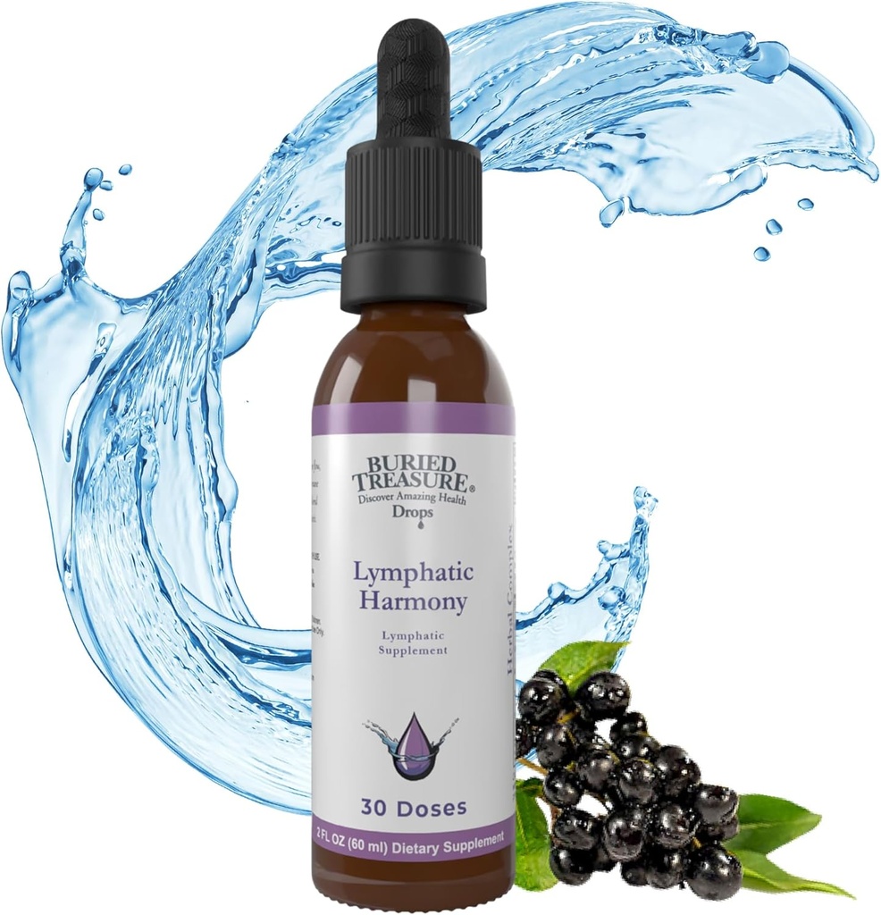 Buried Treasure Lymphatic Harmony Drops - 2oz, 30 Servierungen, Lymphatic Supplement mit Cleavers, Burdock, Echinacea und Astragalus