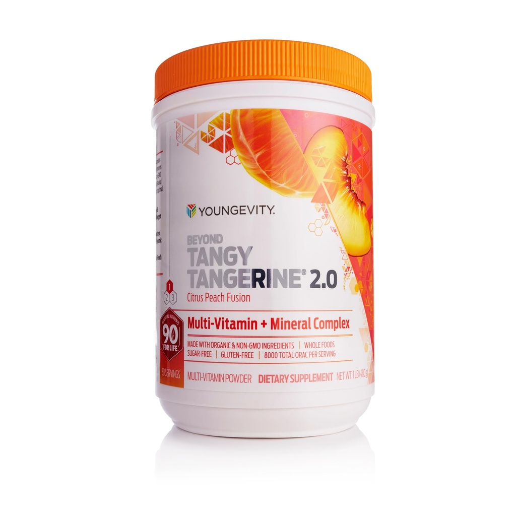 Youngevity Beyond Tangerine 2.0 Citrus Peach Fusion Multi-Vitamine & Complexe Minéral - Fabriqué avec des aliments naturels et entiers