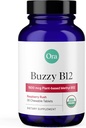 Ora Organisches Vitamin B12 1500mcg - Pflanzenbasiertes Methylcobalamin für Erwachsene - Natürliche Stimulanzienfreie Energie, Himbeer Flavor Kautabletten, kein Zusatz von Zucker - 30 Tabletten