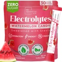 Zéro sucre pastèque Candy électrolytes en poudre Packets (30 Pack) - Tous les ingrédients naturels, sans caféine énergie pour rafraîchir l'hydratation - Vegan, Keto, Paleo sucre sans électrolytes en poudre Pas de sucre
