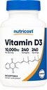 Nutricost Vitamin D3 10.000 IU, 240 Softgel Kapseln - Potent, Non-GMO, Glutenfreies Vitamin D