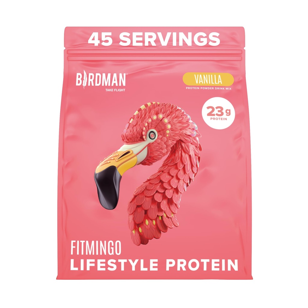 BIRDMAN Fitmingo Poudre de protéines végétales avec Inositol, collagènes, acide hyaluronique et vitamines.