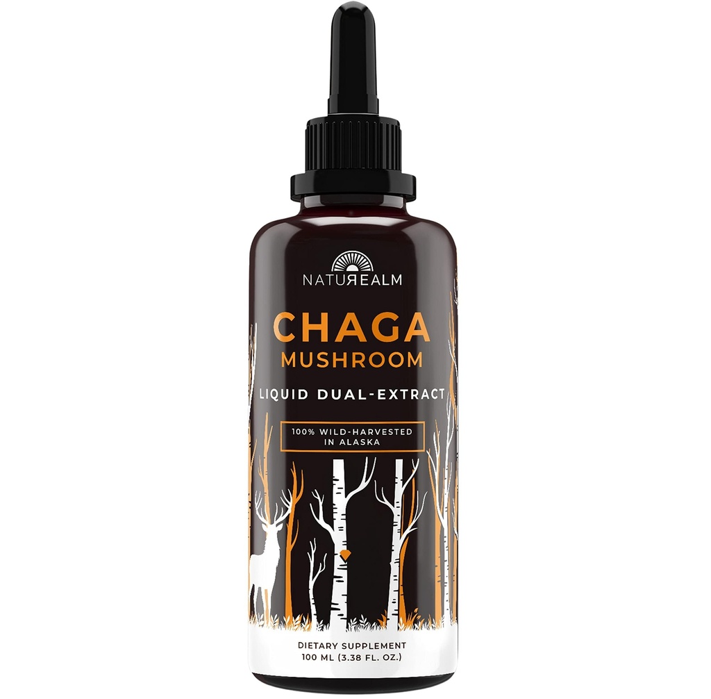 Naturealm Chaga Mushroom Liquid Tinte Supplement – Immununterstützung, Antioxidant Boost & Hair, Haut, Nagelgesundheit, Vegan, Non-GMO – Wild-Harvested Fruiting Bodies, 2 Month Supply