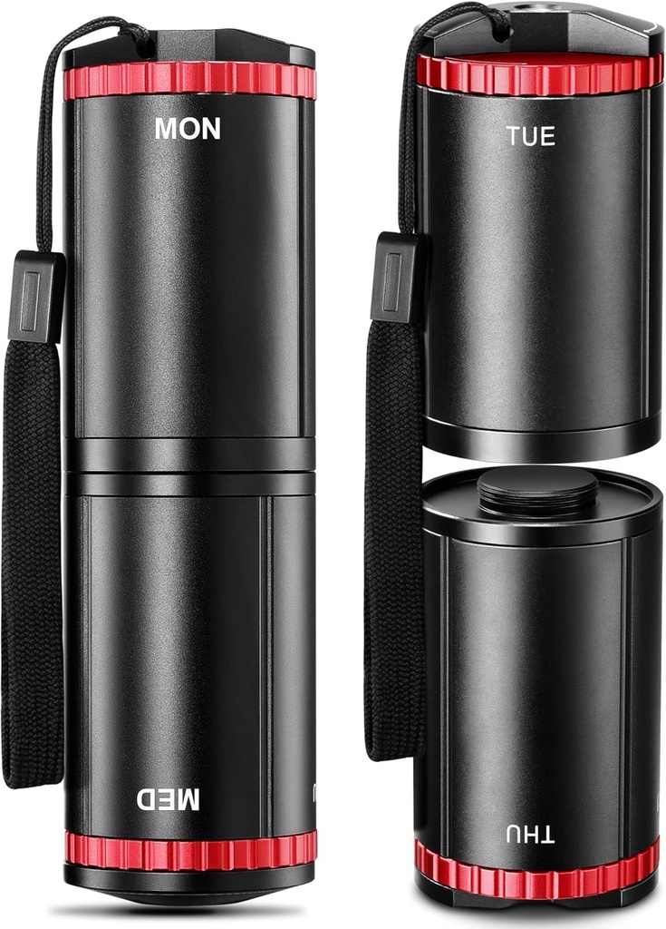 Zannaki Metall Reise Pille Organizer, Portable EDC Arthritis Freundliche Wöchentliche Pille Box, Große Pille Fall Container, BPA Kostenlose 7 Tage tägliche Medizin Organizer Halter für Vitamin, Fischöl, Supplement