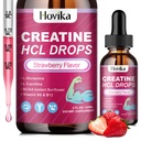Kreatin HCL Flüssige Tropfen für Männer & Frauen, Kreatin-Hydrochlorid mit L-Carnitin, L-Glutamin, BCAA, Vitamin B12 & B6 für Muskelwachstum, Promote Energy & Recovery-Vegan, Erdbeeren Geschmack, 2 Fl Oz