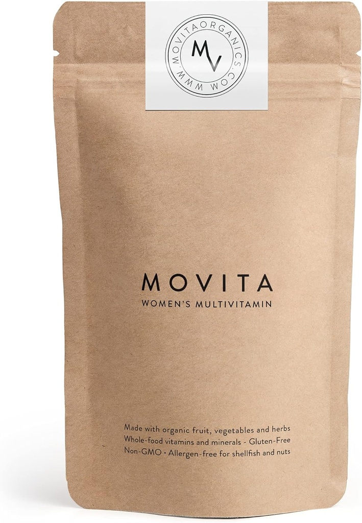 Movita Women’s Daily Multivitamin - Organic Fermented Whole Foods for Enhanced Energy, Immunity & Vitality - Vegan, Glutenfrei, Non-GMO - 30-Day Supply (Eco-Friendly Refill Pouch)