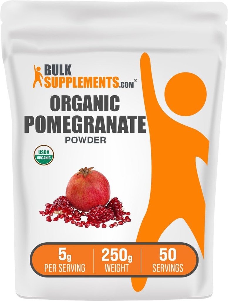 BulkSupplements.com Bio Granatapfel Pulver - Granatapfel Ergänzung für Immununterstützung, Kräuterergänzung - Glutenfrei, 5g pro Servierung, 250g (8.8 oz) (Pack von 1)