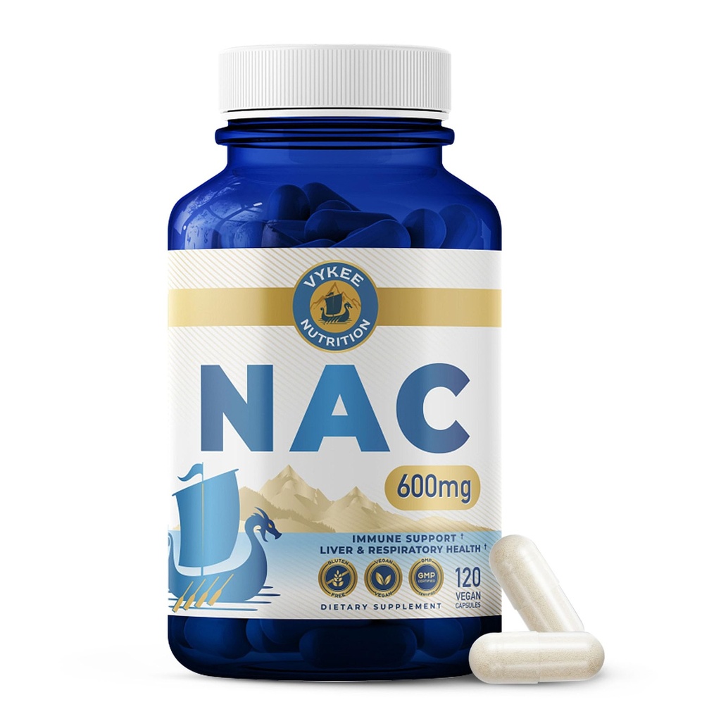 Vykee Nutrition NAC Kapseln 600 mg N Acetyl L Cystein - Daily NAC Supplement for Liver Health Support and Immune Balance - Vegan Non-GMO - 120 Kapseln
