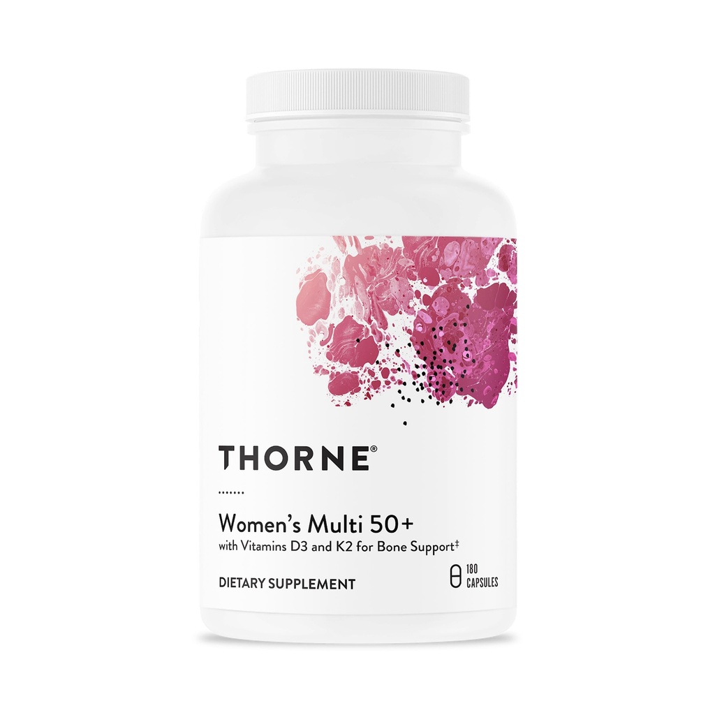 THORNE - Women's Multi 50+ - Umfassendes Daily Multivitamin mit Vitaminen A, B6, B12, C, D, E, K, Zinc & More - Unterstützung Herz, Gehirn, Knochen & Immune Gesundheit* - 180 Kapseln