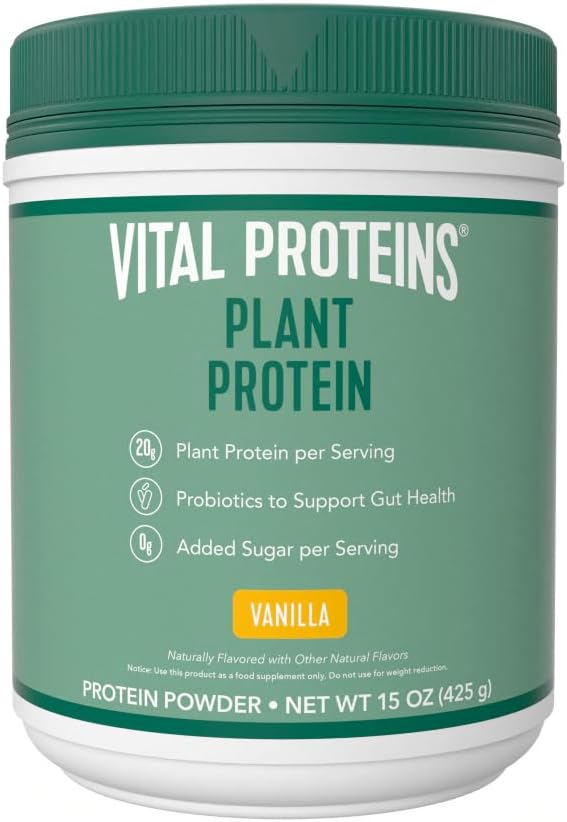 Vitalprotein-Pulver – 20g Pflanzenbasiertes Protein mit Chickpea – 1B CFU Probiotic for Gut Health, No Added Sugar – Vanilla, 15 oz