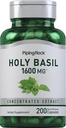 Piping Rock Heilige Basil Kapseln | 1600 mg | 200 Pillen | Kräuter Blatt Extrakt | Ergänzung für Frauen und Männer | Ocimum Tenuiflorum | Non-GMO, Glutenfrei