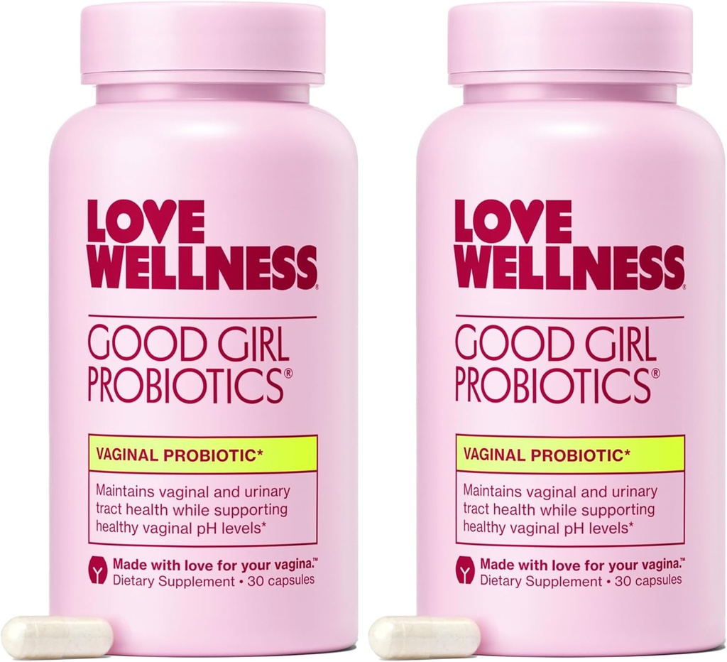 Love Wellness Good Girl Probiotics (en anglais seulement) Femmes Vaginal Health & pH Balance Supplement (en anglais seulement) Probiotic 9-Strain pour le trac urinaire, la levure, l'odore et l'immuno-support (en anglais seulement) 60 CT, 60 jours