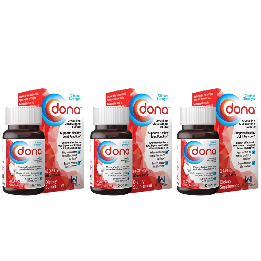 Dona Crystalline Glucosamine Sulfat, 750 Mg, Joint Supplement Pills für Knie Comfort & Joint Health Support, 750 Mg, 60 Count (3 Pack)