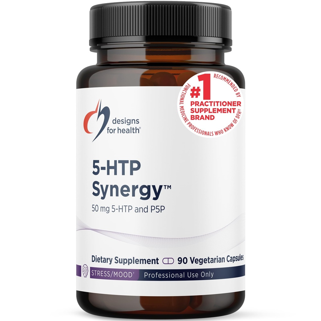 Designs für Gesundheit 5-HTP 50mg mit Vitamin B6 (P-5-P) - 5-HTP Synergy 50 mg Supplement - Serotonin Precursors zur Unterstützung einer gesunden Stimmung + Appetit (90 Kapseln)