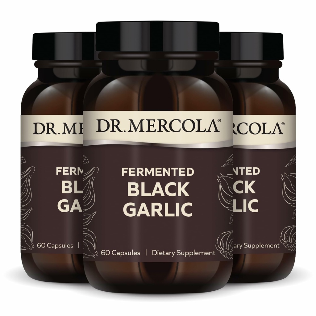 Dr. Mercola Fermented Black Garlic, 90 Servierungen (180 Kapseln), Nahrungsergänzungsmittel, Unterstützt Immungesundheit, Non-GMO