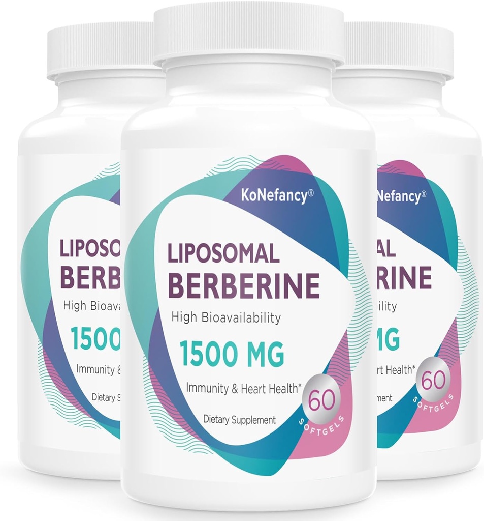 Berberine HCL Supplément 1500mg - Haute Biodisponibilité Capsules de Berberine Liposomale pour les femmes et les hommes, Activateur AMPK pour la santé cardiovasculaire, sans sucre, non-OGM,180 Softgels