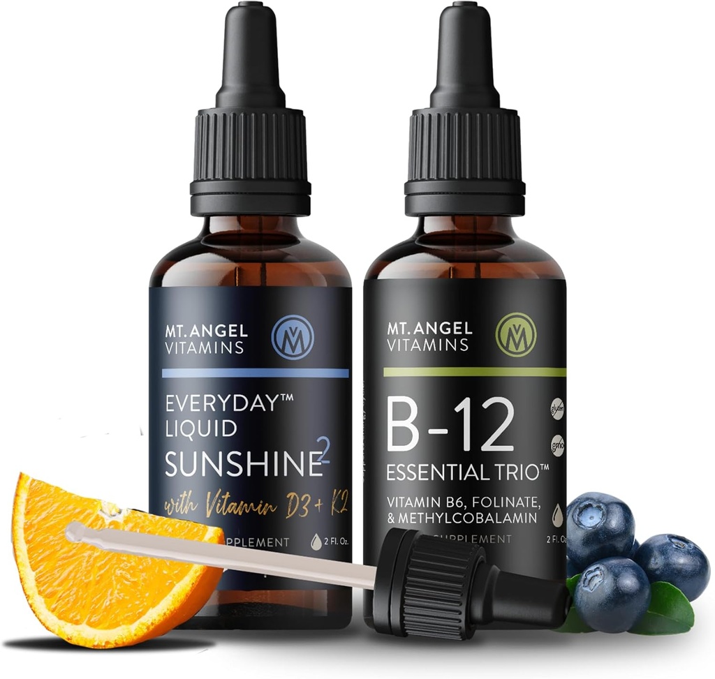 Mt. Angel Vitamins B12 Essential Trio + Everyday Liquid Sunshine2 D3+K2