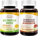 Lovita Bee Propolis Kapsel & Premium Reishi Pilze Nährstoffe Bundle. Nahrungsergänzungsmittel unterstützt bessere Ernährung und insgesamt Wohlbefinden
