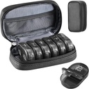 Serfeymi Weekly Travel Pill Organizer 2 Mal A Day AM Upgraded Black Pill Box 7 Tage mit tragbaren Reißverschluss PU Leder Pille Case, Medizin Organizer für Pillen, Vitamine, Fischöle - Schwarz 01