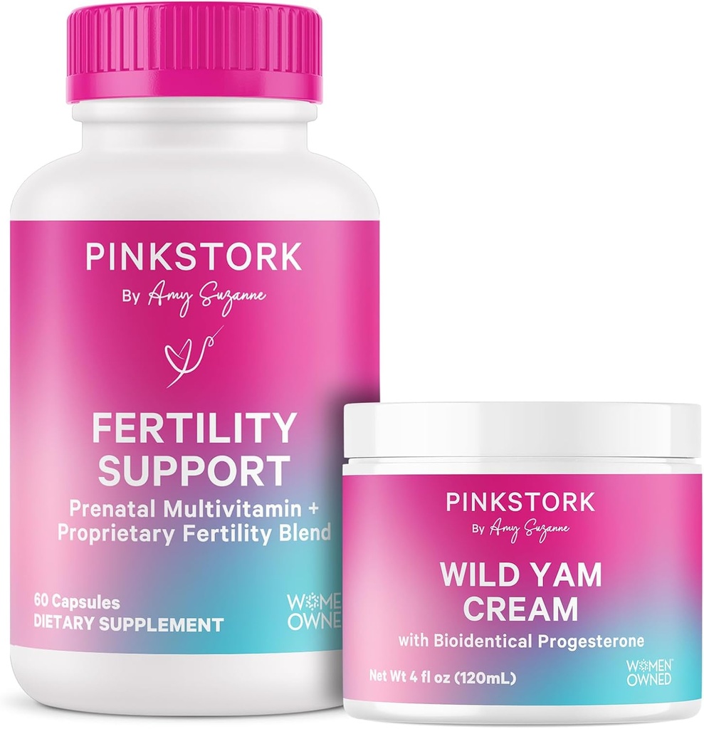 Suppléments de fertilité pour les femmes et la crème Yam sauvage pour soutenir la conception et l'équilibre hormonal, Inositol, Ashwagandha, Vitex et Folate - Duo