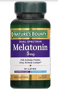 Nature's Bounty Melatonin 5 mg Bi-Layer Tablets 60 ea (Pack mit 3)