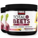 FORCE FACTOR Total Beets Energy Drink Mix 2-Pack, Superfood Beet Root Powder, Nitrate to Boost Energy, Unterstützung Zirkulation, Blutfluss, Nitric Oxide und Stamina, Herzgesundheitsergänzung, 60 Portionen