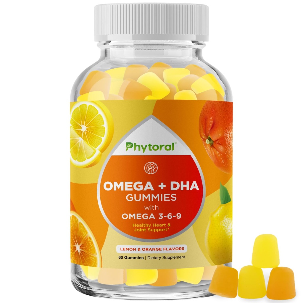 DHA Omega 3 Gummies for Adults - Delicious Flaxseed for Brain Omega 3 6 9 Supplement for Inflammation, Energy & Insulin - Vegetarian Essential Fatty Acid Supplements for Immune Support - 60 Count