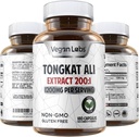 Vegan Labs Tongkat Ali 200:1 Extrait, 1200MG par portions- 180 Capsules Vegan- Supporte l'énergie et l'endurance- Sans gluten, Supplément de qualité Premium non-OGM