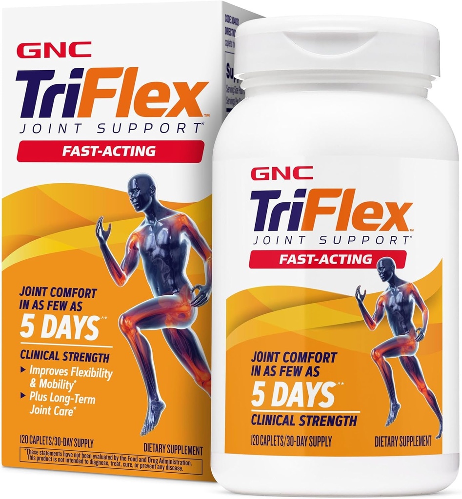 GNC TriFlex Fast-Acting 2.0, verbessert Gelenkkomfort und Steifigkeit, Klinische Stärke Doses von Glucosamin/Chondroitin und Boswellia- Plus Turmeric, 120 Caplets