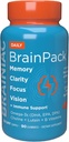 Brainiac Daily BrainPack Gummies, soutient la santé du cerveau avec Omega 3 DHA EPA DPA, Choline, B6 & B12 et Lutein pour la santé des yeux avec le soutien immunitaire, Citrus Berry Flavor, 90 ct