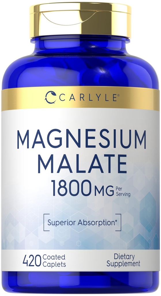 Carlyle Magnesium Malate | 1800mg | 420 Coated Caplets | Vegetarisch, Non-GMO, Glutenfreie Ergänzung