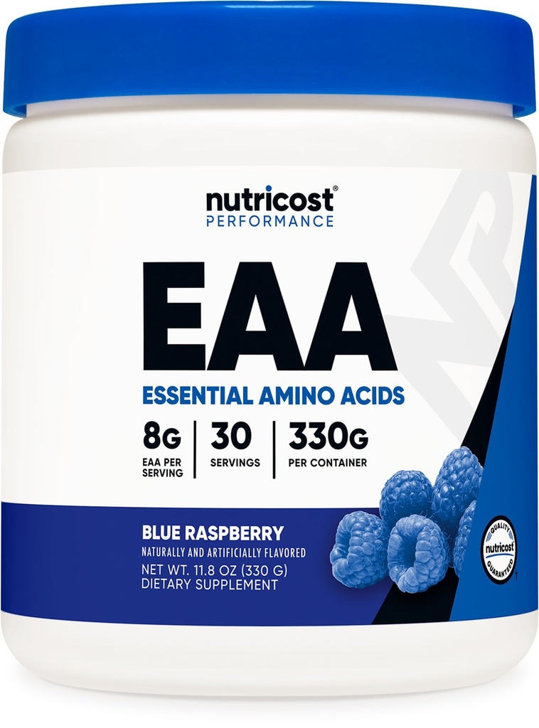 Nutricost EAA Pulver 30 Portionen (Blauer Himbeer) - essentielle Aminosäuren - Non-GMO, Glutenfrei, vegetarisch Freundlich