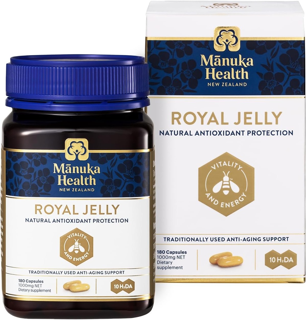 Manuka Health Royal Jelly Capsules, 1000mg NET - 180 Count (3-Monats-Versorgung) - Traditionelle Anti-Aging-Ergänzung aus Neuseeland