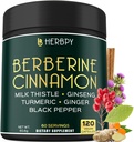 7in1 Premium Berberine und Ceylon Cinnamon für Gewichtsmanagement, Verdauung, Herzgesundheit & Immununterstützung - mit Ginseng, Turmeric, Ginger, Milk Thistle & Black Pepper - 120 Vegan Kapseln