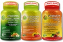 Ensemble quotidien de soutien immunitaire et antioxydant – Vitamine liposomique C 1100mg Gel liquide + Glutathion liposomique 500mg + Quercetine avec Bromelain, Zinc et mélange alimentaire entier – Non-OGM, absorption maximale