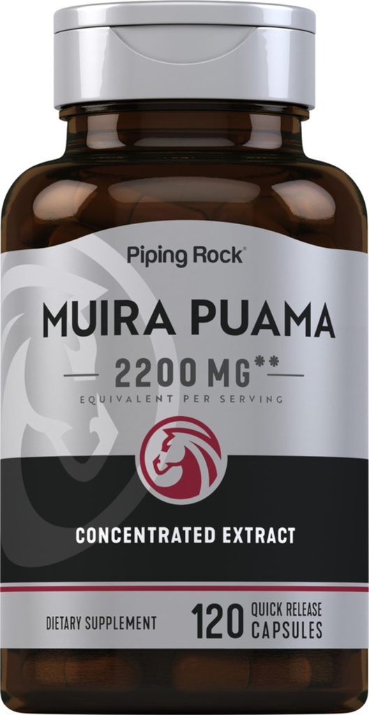 Piping Rock Muira Puama Root Extract 2200 mg | 120 Kapseln | für Männer und Frauen | Non GMO, Gluten kostenlose Ergänzung