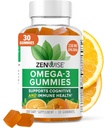 Zenwise Health Omega 3 Gummy Supplement - Burpless Omega 3 Supplement mit DHA & EPA Fettsäuren für Immungesundheit - Sustainable Sourced Fish Oil, Flaxseed Oil & Vitamin E - 30 Gummis