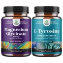 Ensemble de Glycinat de magnésium 400mg Capsules et Potent L Tyrosine 500mg Capsules - pour le soutien du sommeil Bone Health Muscle Recovery - Amino Acid Supplément nutritionnel pour la santé du cerveau Thyroïde Support