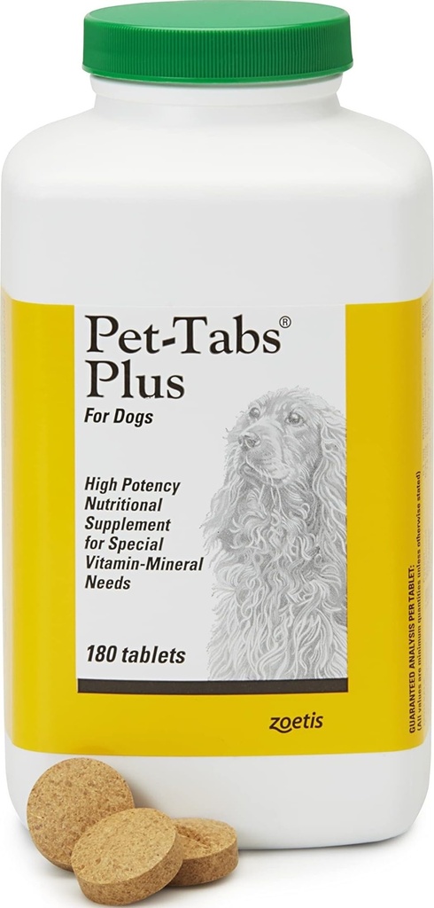 Pet-Tabs Plus Multivitamin und Mineralische Ergänzung für Hunde mit speziellen Ernährungsbedürfnissen, Kautablett, 180 Count Bottle