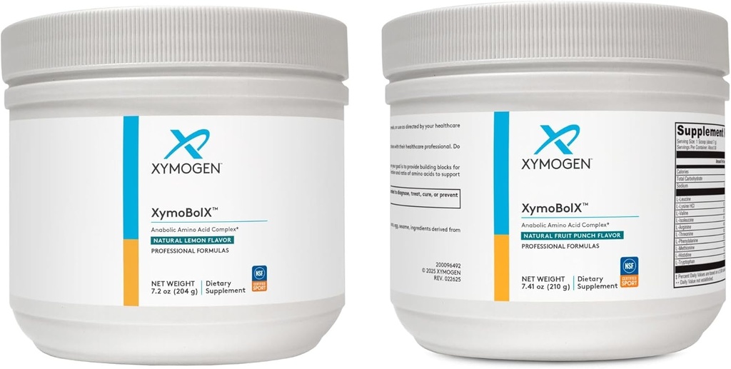 XYMOGEN XymBolX Fruit Punch and Lemon Flavor Bundle - BCAA Pulver zur Förderung der Muskelgewinnung mit L Arginin, L Leucine, L Methionine + L Tryptophan (2 Flaschen, 7.20z Jeder)